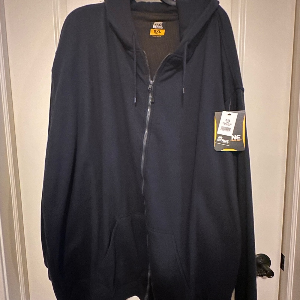 Berne Heritage Thermal-Lined Navy Zip-Up Hoodie NWT 5X Tall